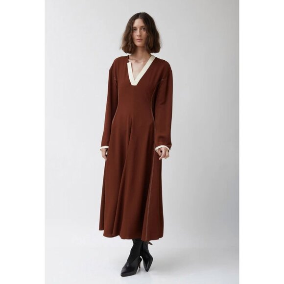 Wales Bonner Dresses & Skirts - Wales Bonner Artist Smock Maxi Dress EU 46 US XL Rust Long Sleeve Pleat Front